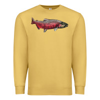 Antique Gold Chinook Salmon Fish Illustrations Premium Sweatshirt - LillyAllenDesigns
