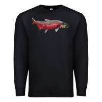 Black Chinook Salmon Fish Illustrations Premium Sweatshirt - LillyAllenDesigns