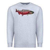 Heather Grey Chinook Salmon Fish Illustrations Premium Sweatshirt - LillyAllenDesigns