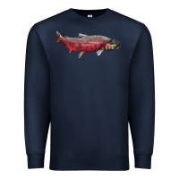 Navy Chinook Salmon Fish Illustrations Premium Sweatshirt - LillyAllenDesigns