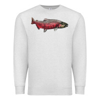 Oatmeal Heather Chinook Salmon Fish Illustrations Premium Sweatshirt - LillyAllenDesigns