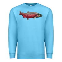 Ocean Blue Chinook Salmon Fish Illustrations Premium Sweatshirt - LillyAllenDesigns