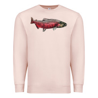 Pale Pink Chinook Salmon Fish Illustrations Premium Sweatshirt - LillyAllenDesigns