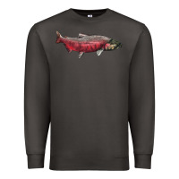 Smoke Chinook Salmon Fish Illustrations Premium Sweatshirt - LillyAllenDesigns