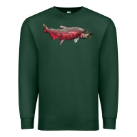 Sports Green Chinook Salmon Fish Illustrations Premium Sweatshirt - LillyAllenDesigns