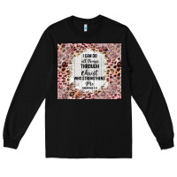 Black i can do all things with leopard and glitter Long Sleeve Tee - TumblerDesignByShophia