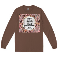 Chestnut i can do all things with leopard and glitter Long Sleeve Tee - TumblerDesignByShophia