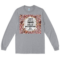 Heather Grey i can do all things with leopard and glitter Long Sleeve Tee - TumblerDesignByShophia