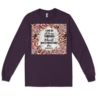 Plum i can do all things with leopard and glitter Long Sleeve Tee - TumblerDesignByShophia