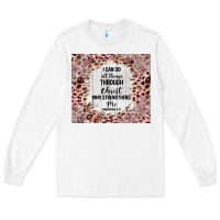White i can do all things with leopard and glitter Long Sleeve Tee - TumblerDesignByShophia
