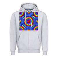 Heather Grey Pride lgbtq hearts and peace symbol seamless patte Zipper Hoodie - BundleAndBundleShop