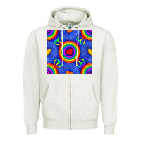 Pride Lgbtq Hearts And Peace Symbol Seamless Patte Zipper Hoodie | Teevron