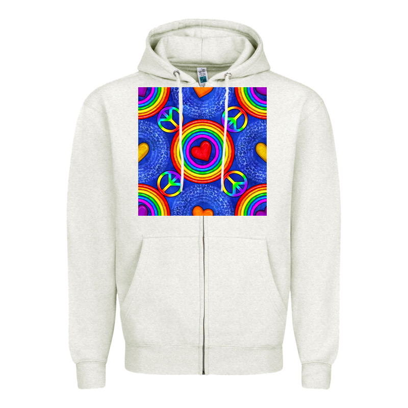 Pride Lgbtq Hearts And Peace Symbol Seamless Patte Zipper Hoodie by BundleAndBundleShop | Teevron