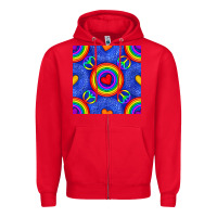 Red Pride lgbtq hearts and peace symbol seamless patte Zipper Hoodie - BundleAndBundleShop