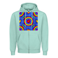 Seafoam Pride lgbtq hearts and peace symbol seamless patte Zipper Hoodie - BundleAndBundleShop