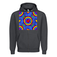 Smoke Pride lgbtq hearts and peace symbol seamless patte Zipper Hoodie - BundleAndBundleShop