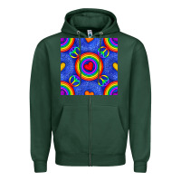 Sports Green Pride lgbtq hearts and peace symbol seamless patte Zipper Hoodie - BundleAndBundleShop