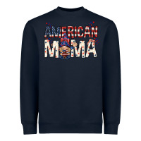 Navy American mama with gnome mothers day Heavyweight Sweatshirt - HowdyJamesFarm