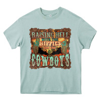 Arona raising hell with the hippies and the cowboys Heavy Core Tee - NancyCooperArtShop