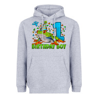 Heather Grey birthday boy frog age 1 Heavyweight Hoodie - LillyAllenDesigns