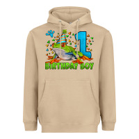 Mushroom birthday boy frog age 1 Heavyweight Hoodie - LillyAllenDesigns