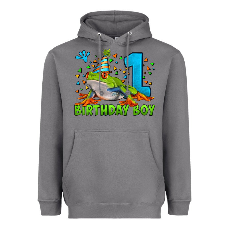 Birthday Boy Frog Age 1 Heavyweight Hoodie by LillyAllenDesigns | Teevron
