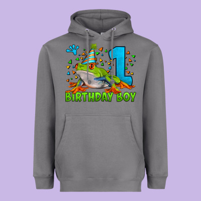 Birthday Boy Frog Age 1 Heavyweight Hoodie Designed By Lillyallendesigns