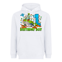 White birthday boy frog age 1 Heavyweight Hoodie - LillyAllenDesigns
