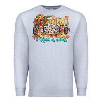 Heather Grey Thankful Blessed Kind Of Mess Premium Sweatshirt - CowhideDigitalArt