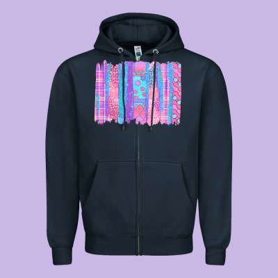 Pink Easter Brushstrokes Zipper Hoodie Designed By Bundleandbundleshop