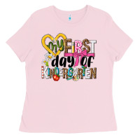 Bubblegum Pink my first day of kindergarten Ladies Tee - NancyCooperArtShop