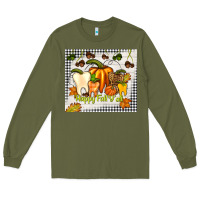 Army Green happy fall y'all teeth Long Sleeve Tee - TumblerDesignByShophia