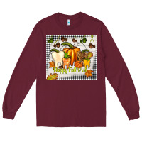 Burgundy happy fall y'all teeth Long Sleeve Tee - TumblerDesignByShophia