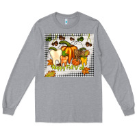 Heather Grey happy fall y'all teeth Long Sleeve Tee - TumblerDesignByShophia