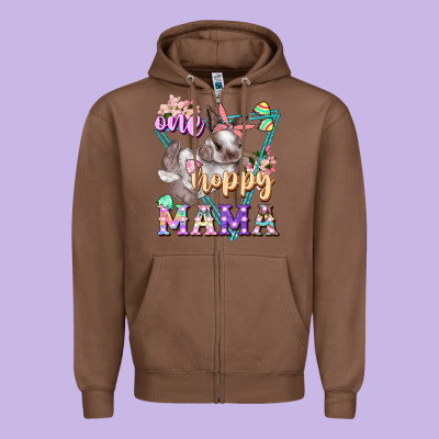 One Hoppy Mama Zipper Hoodie Designed By Fadigitalartstudio