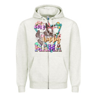 Oatmeal Heather one hoppy mama Zipper Hoodie - FaDigitalArtStudio