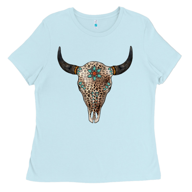Leopard Bull Skull Ladies Tee by Jasminsmagicworld | Teevron