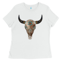 White Leopard Bull Skull Ladies Tee - Jasminsmagicworld