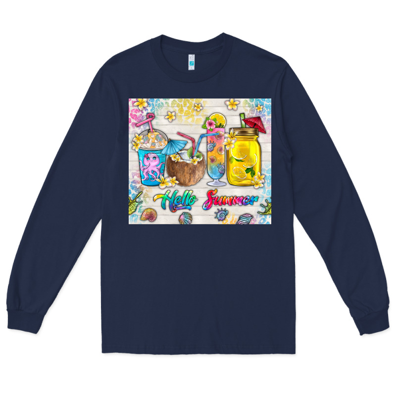 Hello Summer Coffee Cups Long Sleeve Tee by TumblerDesignByShophia | Teevron