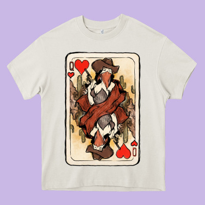 Queen Of Hearts Cowgirl Heavy Core Tee Designed By Nancycooperartshop