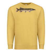 Antique Gold Northern Pike Fish Illustrations Premium Sweatshirt - LillyAllenDesigns
