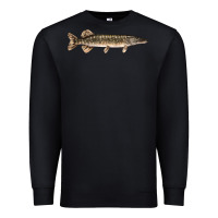Black Northern Pike Fish Illustrations Premium Sweatshirt - LillyAllenDesigns