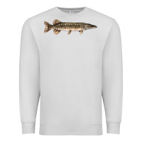 Dove Grey Northern Pike Fish Illustrations Premium Sweatshirt - LillyAllenDesigns