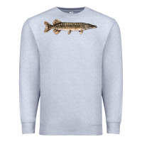 Heather Grey Northern Pike Fish Illustrations Premium Sweatshirt - LillyAllenDesigns