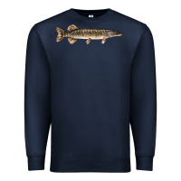 Navy Northern Pike Fish Illustrations Premium Sweatshirt - LillyAllenDesigns