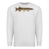Oatmeal Heather Northern Pike Fish Illustrations Premium Sweatshirt - LillyAllenDesigns