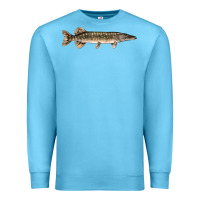 Ocean Blue Northern Pike Fish Illustrations Premium Sweatshirt - LillyAllenDesigns