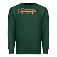 Sports Green Northern Pike Fish Illustrations Premium Sweatshirt - LillyAllenDesigns