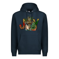 Navy joy christmas with cross bbs Premium Hoodie - BundleAndBundleShop