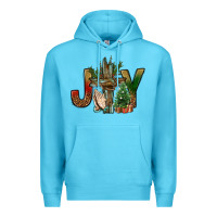 Ocean Blue joy christmas with cross bbs Premium Hoodie - BundleAndBundleShop